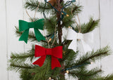 Red, Green & White Felt Bow Christmas Ornaments