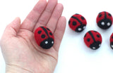 Ladybug Felt Shapes- Pink & Black- 100% Wool Felt- 1.25" x 1"