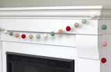 Christmas Felt Ball Garland- Red, Pink, Teal, Almond, White- Vintage Holiday