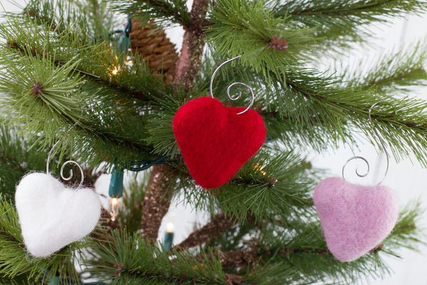 Valentine's Day Heart Ornaments- Red, Pink, White