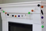 Ghost & Bat Halloween Garland- Purple, Green, Orange, Black- Dots & Swirls