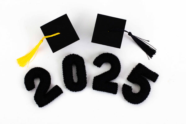 2025 Graduation Shapes- Choose from "2025" Number Set and Mortar Board Caps with Tassels