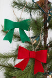 Red & Kelly Green Felt Bow Christmas Ornaments