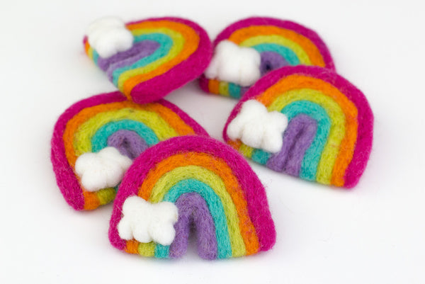 Rainbow & Cloud Felt Shapes- Bright Pink