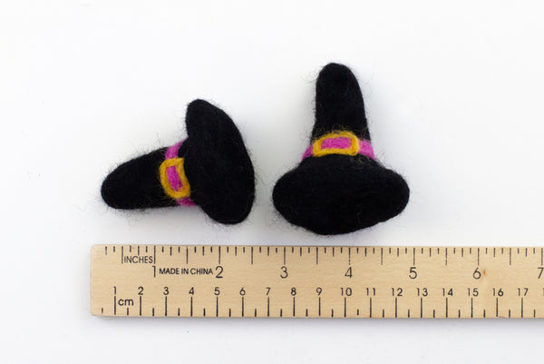 Wool Felt Witch Hats - Pink & Orange Buckle
