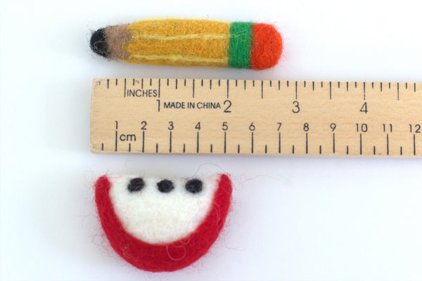 Pencil & Apple Ornaments- Set of 2