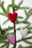 Valentine's Day Folk Heart Ornaments- Red, Pink, Off White