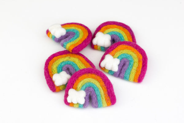 Rainbow & Cloud Felt Shapes- Bright Pink