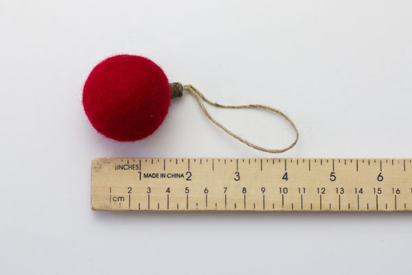 Christmas Felt Ball Ornaments- SET OF 6- Bright Colors