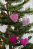 Valentine's Day Heart Ornaments- SET OF 5- Pink & White