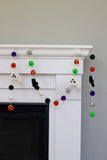 Ghost & Bat Halloween Garland- Purple, Green, Orange, Black- Dots & Swirls