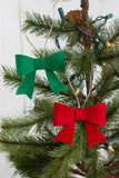 Red & Kelly Green Felt Bow Christmas Ornaments