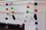 Ghost & Bat Halloween Garland- Purple, Green, Orange, Black- Dots & Swirls