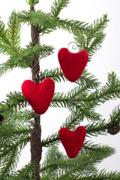 Valentine's Day Folk Heart Ornaments- Red