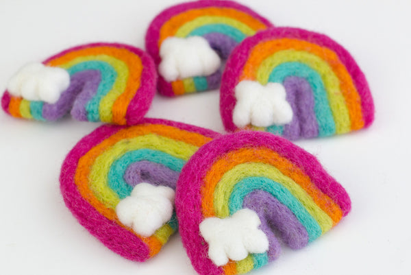 Rainbow & Cloud Felt Shapes- Bright Pink