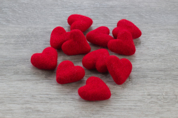 Valentine's Day Felt Hearts- Red