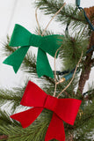 Red & Kelly Green Felt Bow Christmas Ornaments