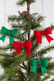Red & Kelly Green Felt Bow Christmas Ornaments