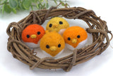 Fall Bird Chick Felt Shapes- SET OF 4- Oranges & Gold