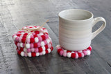Valentine's Heart Felt Coasters- Set of 4 or 6- Red and Pink