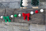 Red, Kelly Green, White Felt Bow Garland