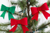 Red & Kelly Green Felt Bow Christmas Ornaments