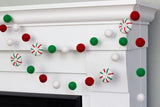 Peppermint Felt Christmas Garland- Red & Green Peppermints