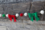 Red, Kelly Green, White Felt Bow Garland