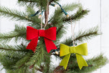 Red & Lime Green Felt Bow Christmas Ornaments