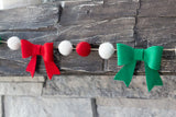 Red, Kelly Green, White Felt Bow Garland