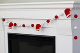 Santa Claus Hats Felt Christmas Garland- Red & White