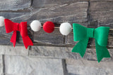 Red, Kelly Green, White Felt Bow Garland