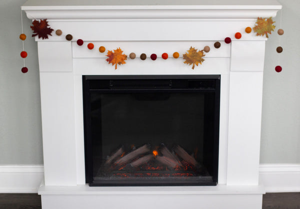 Maple Leaves Felt Garland- Brown, Orange