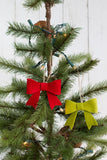 Red & Lime Green Felt Bow Christmas Ornaments