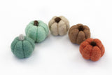 Wool Felt Pumpkins - Teal & Terra Cotta