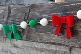 Red, Kelly Green, White Felt Bow Garland