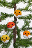 Fall Bird Tree Ornaments- SET OF 4- Oranges & Golden Chicks