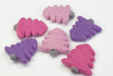 Christmas Tree Felted Shapes- Pink, Purple