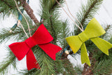 Red & Lime Green Felt Bow Christmas Ornaments