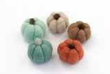 Wool Felt Pumpkins - Teal & Terra Cotta