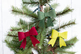 Burgundy, Forest Green & Lime Felt Bow Christmas Ornaments