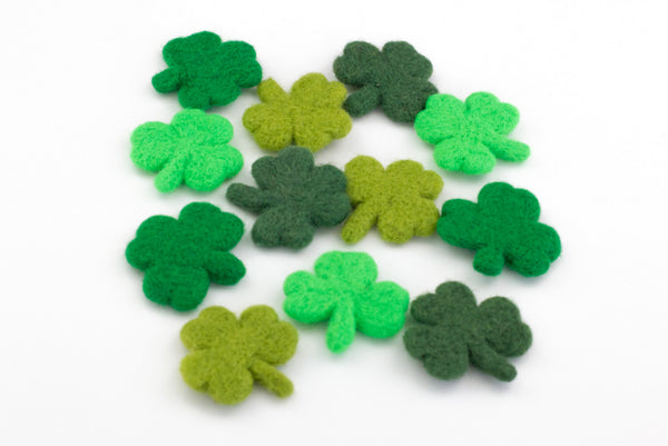 Felt Shamrocks - SET OF 4- Shades of Green