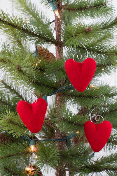 Valentine's Day Folk Heart Ornaments- Red