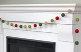 Christmas Garland- Red, Lime, Forest Green, Almond Felt Balls