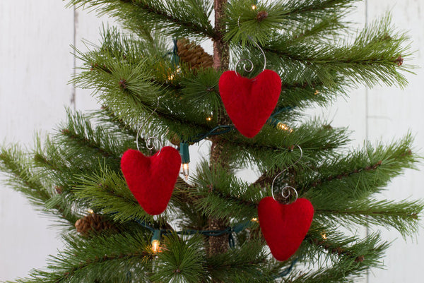 Valentine's Day Folk Heart Ornaments- Red