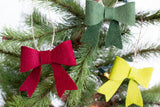 Burgundy, Forest Green & Lime Felt Bow Christmas Ornaments