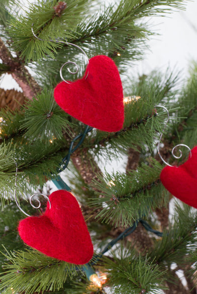 Valentine's Day Folk Heart Ornaments- Red