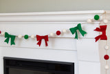 Red, Kelly Green, White Felt Bow Garland