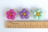 Wool Felt Flower Ornaments- Spring Daisies- SET OF 5