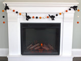 Black Cat Halloween Garland- Orange Black & White